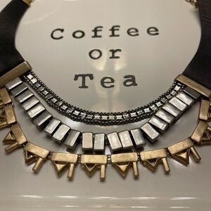 Stella & Dot Gold and Blue Geometric Necklace
